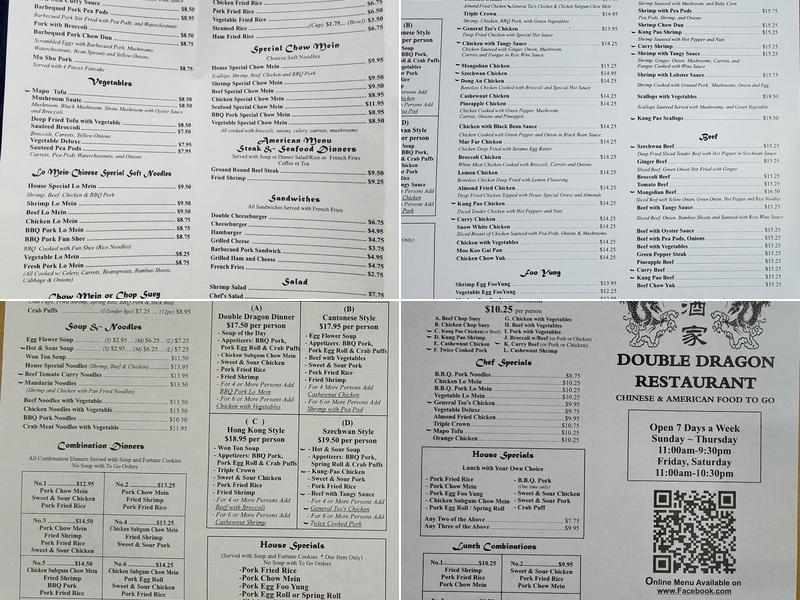 Double Dragon Restaurant Menu