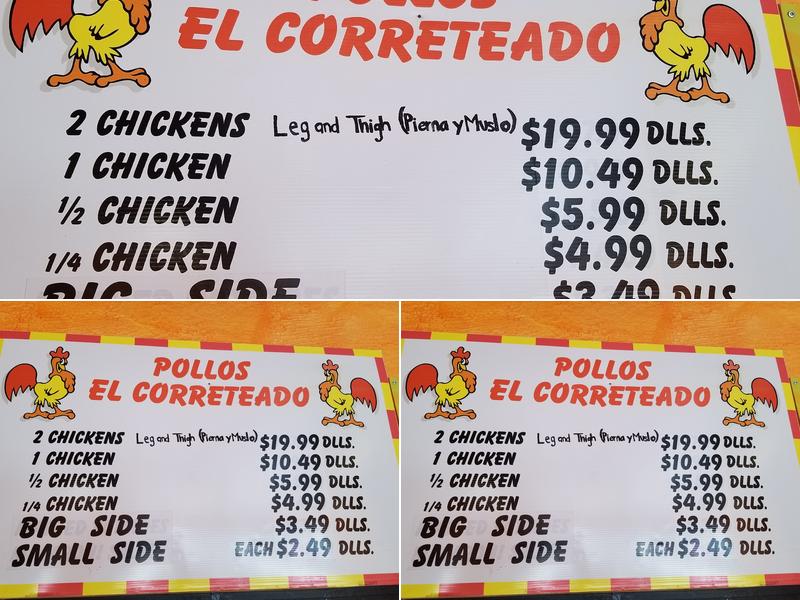 Pollos El Correteado Menu