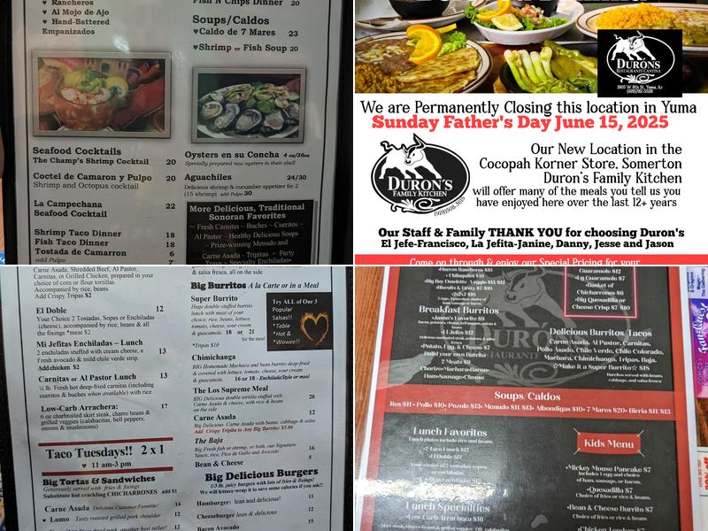 Duron's Restaurante y Cantina Menu