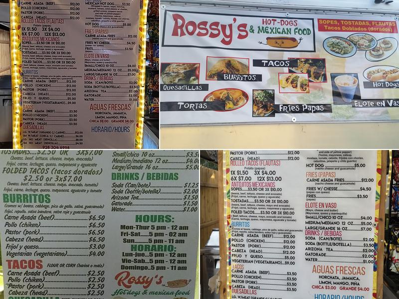 Rossy's Hot-Dogs & Mexican Food Menu