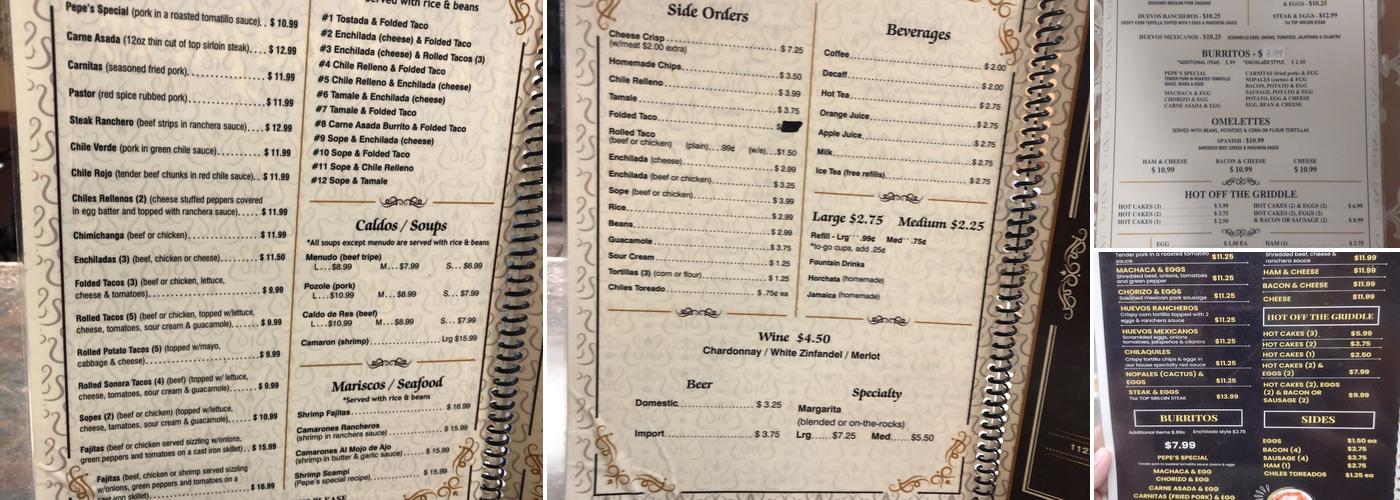 Los Manjares Restaurant Menu