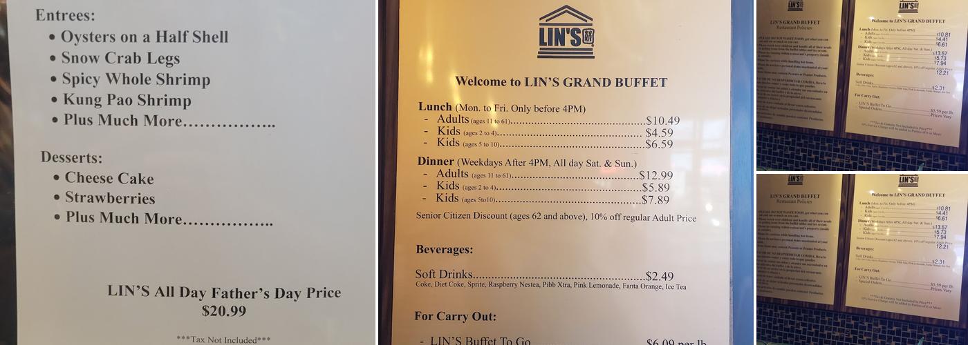 LINS GRAND BUFFET- YUMA Menu