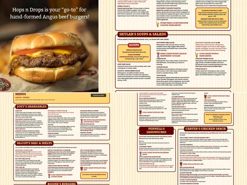 Hops n Drops Menu