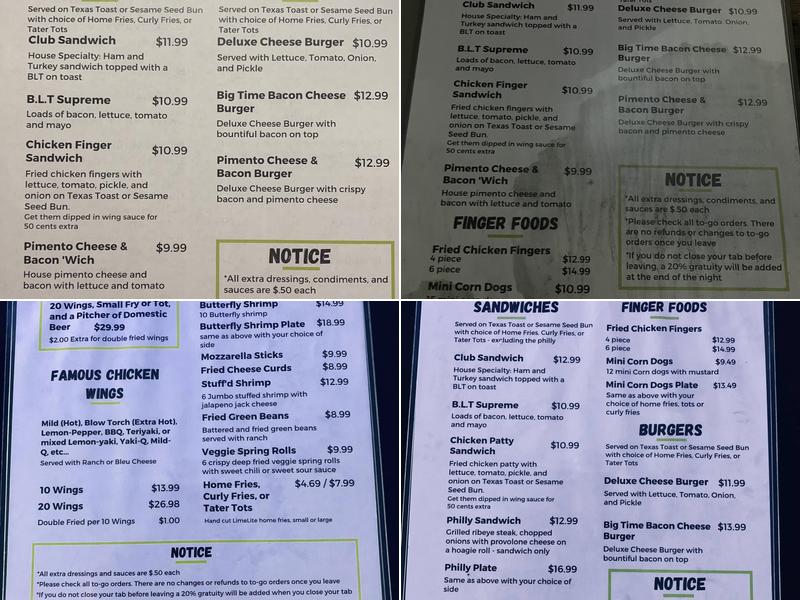 Limelite Cafe Menu