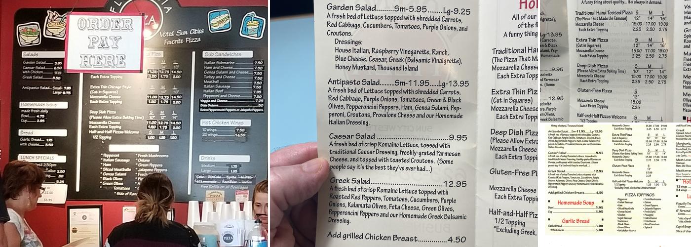 Florencia Pizza Menu