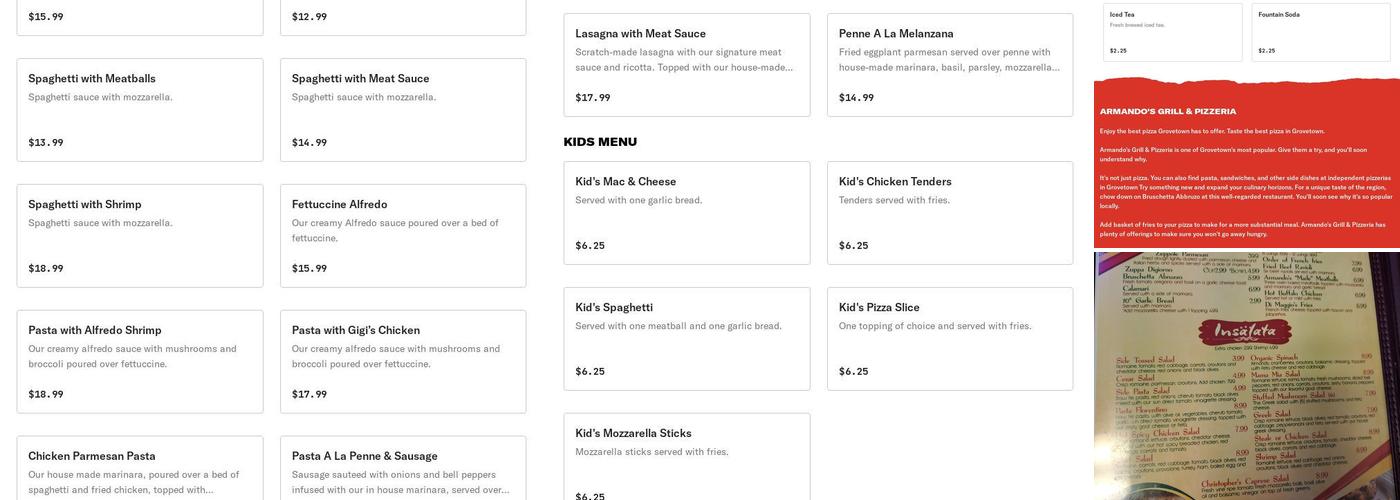 Armando's Grill & Pizzeria Menu