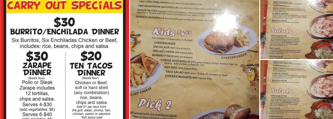 El Mezcal Mexican Restaurant Menu