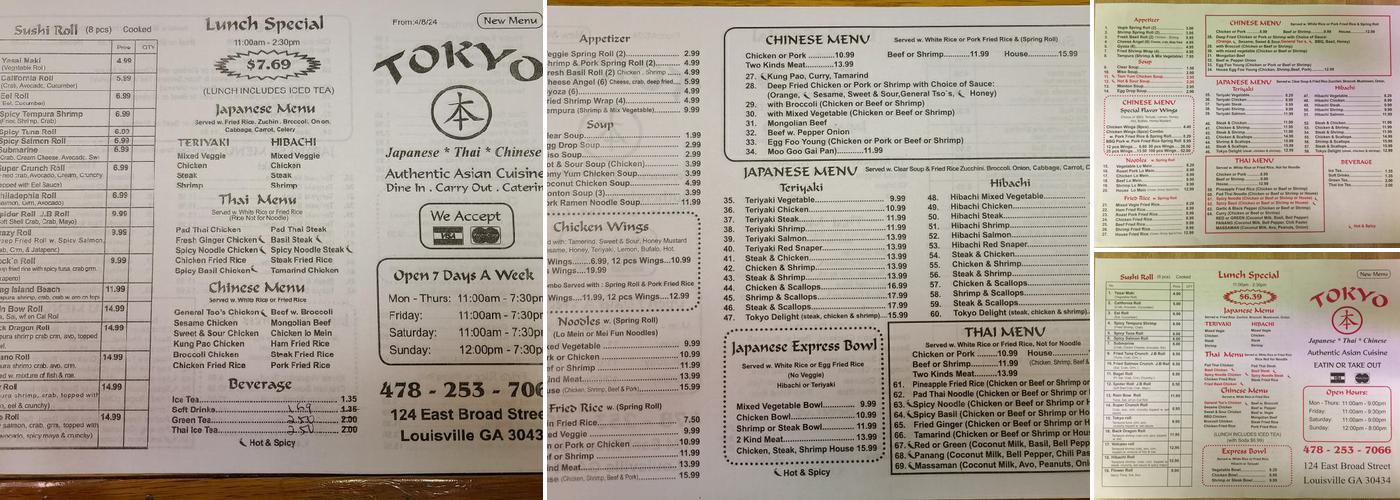 Tokyo Menu