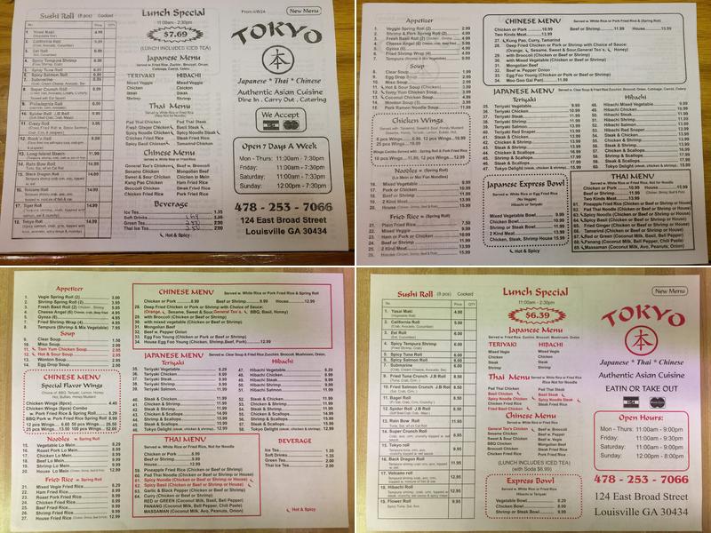 Tokyo Menu