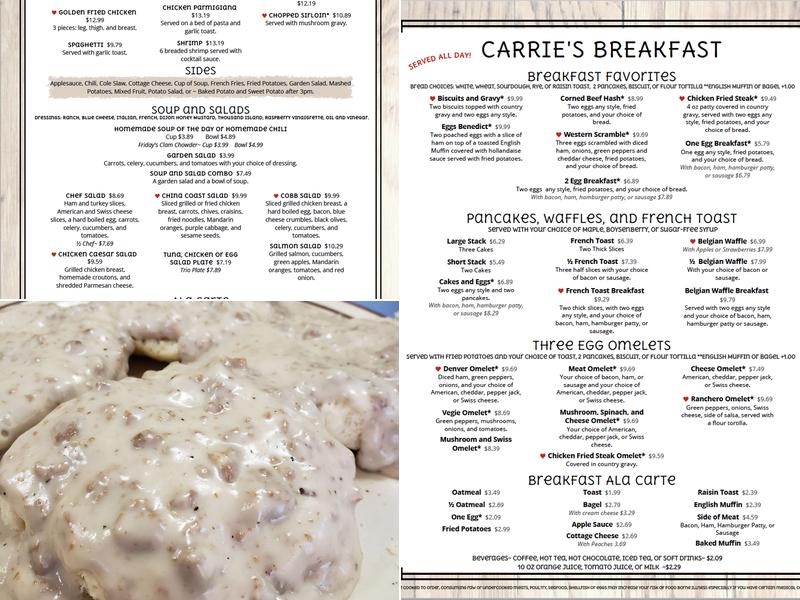 Carrie's Cafe Menu