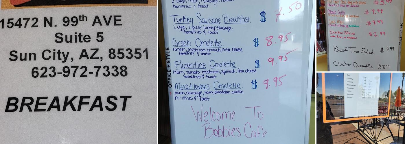 Bobbie's Cafe Menu