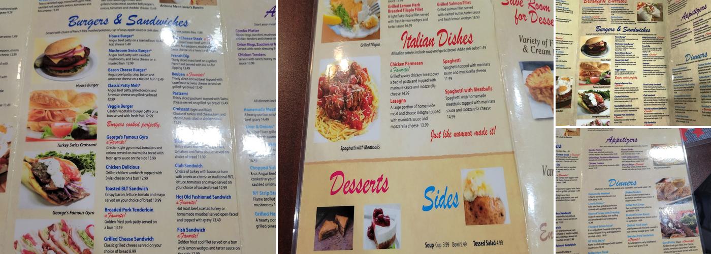 Georges cafe Menu
