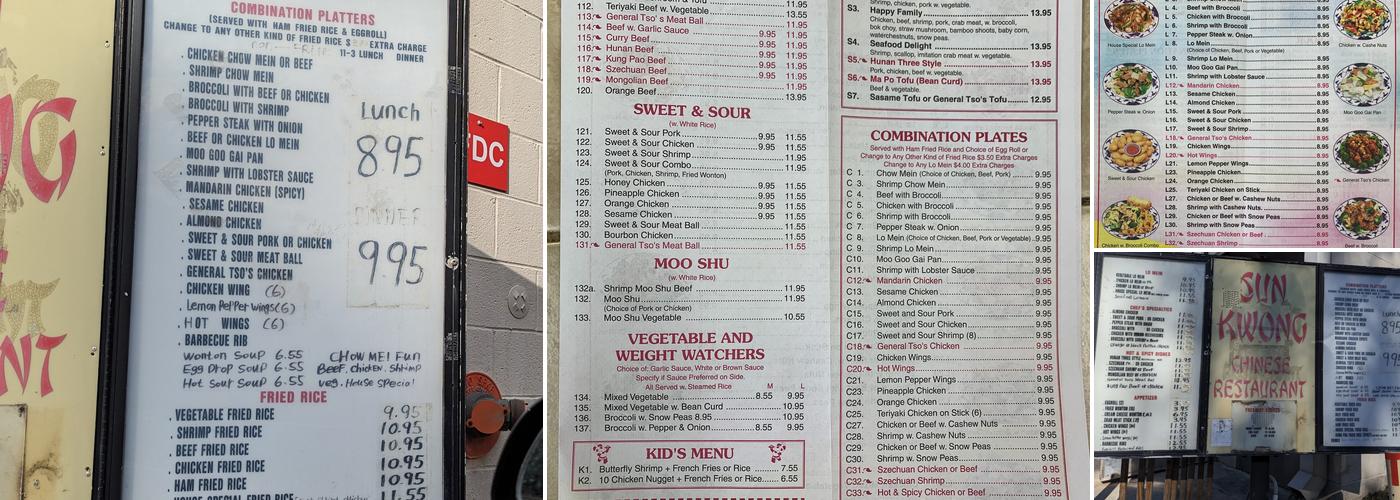 Sun Kwong Chinese Restaurant Menu