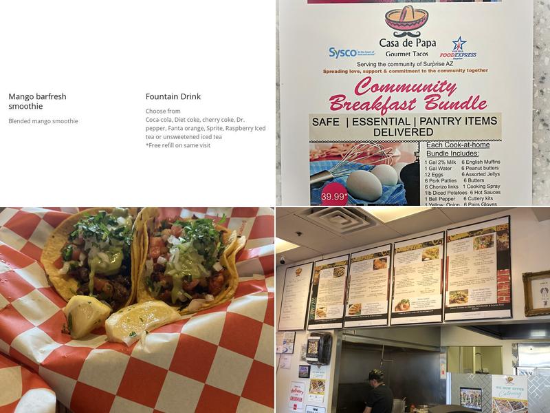 Casa de Papa Gourmet Tacos Menu