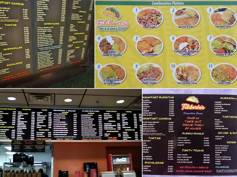 Filiberto's Mexican Food Menu