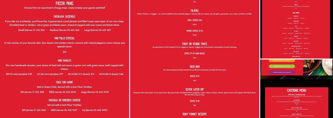 Popo's Fiesta Del Sol Menu