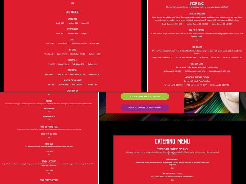 Popo's Fiesta Del Sol Menu