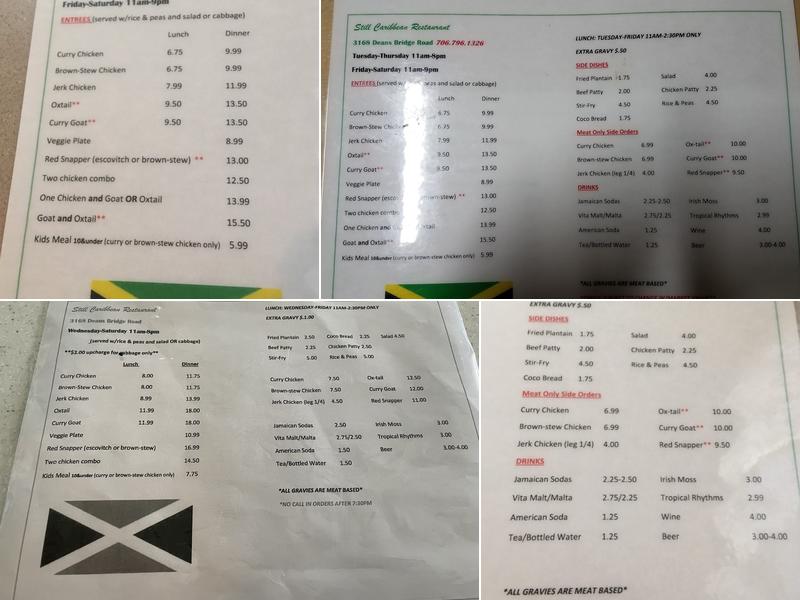 Still Caribbean Restaurant-Lounge Menu
