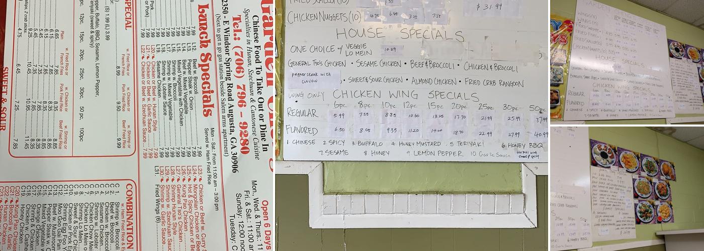 Garden Cheng Chinese Restaurant Menu