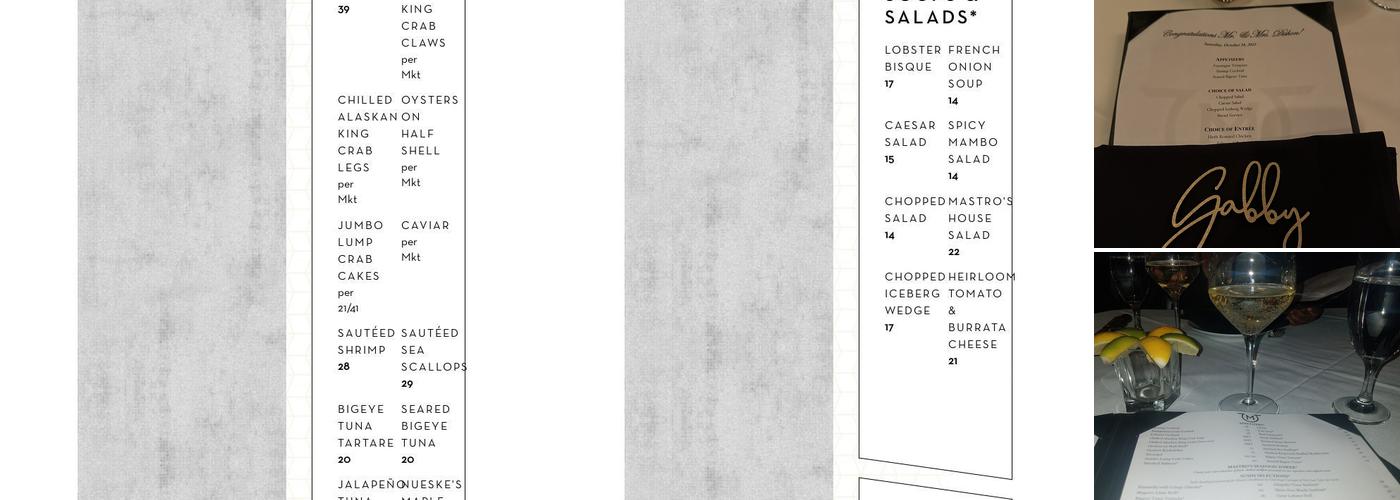 Mastro's Steakhouse Menu