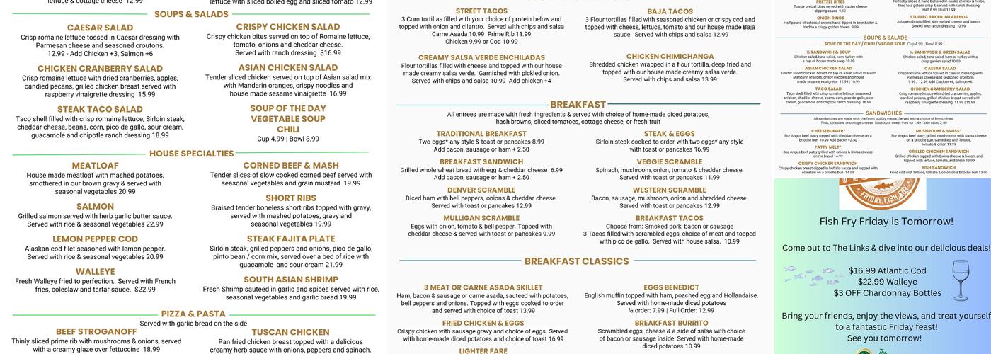 The Links Neighborhood Grill Menu