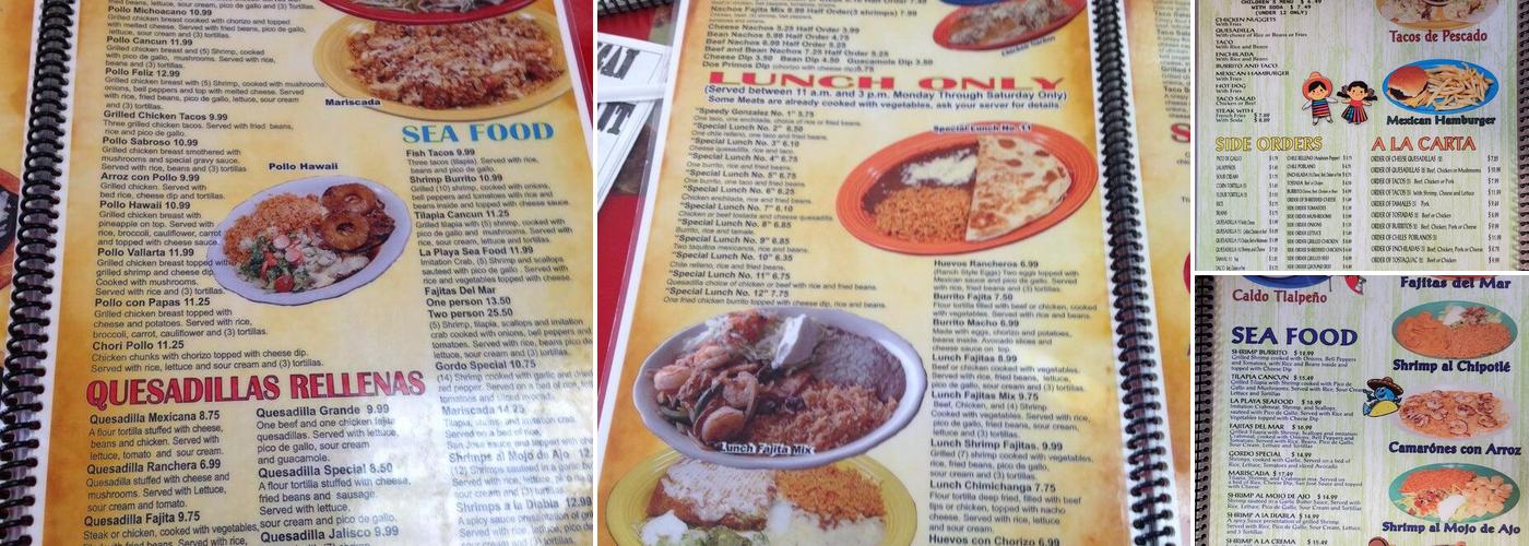 Dos Primos Menu