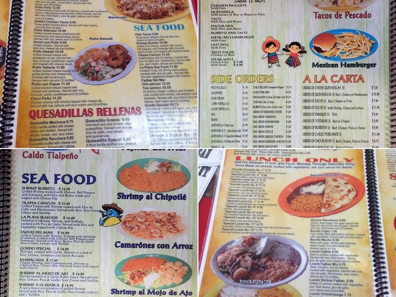 Dos Primos Menu