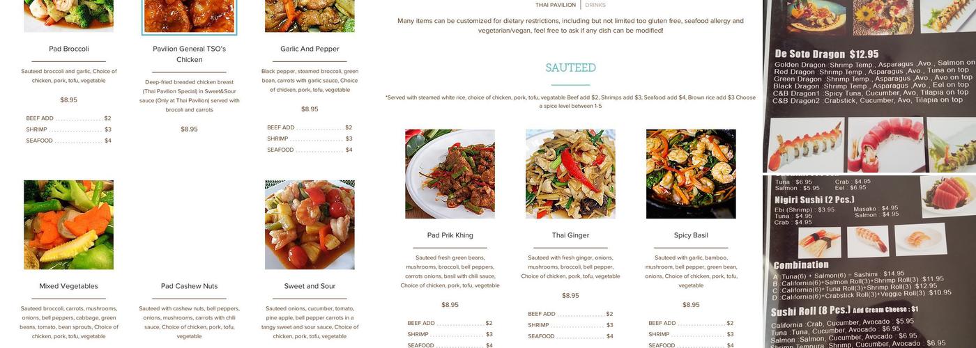 Thai Pavilion Menu
