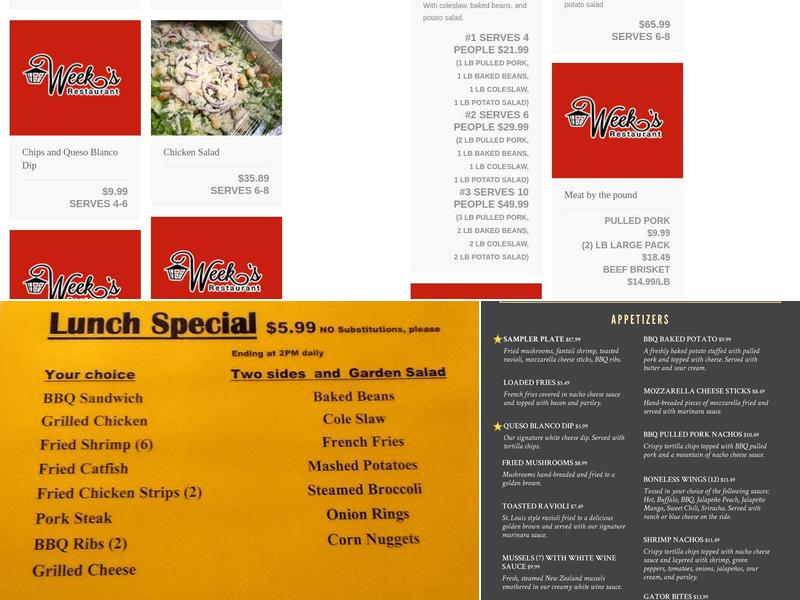 Week's Restaurant Menu
