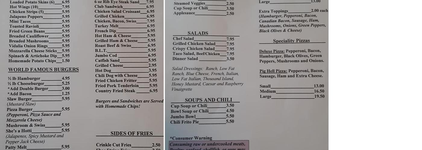 Benham Street Grill Menu