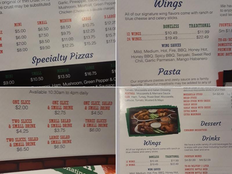 Barro's Pizza Menu