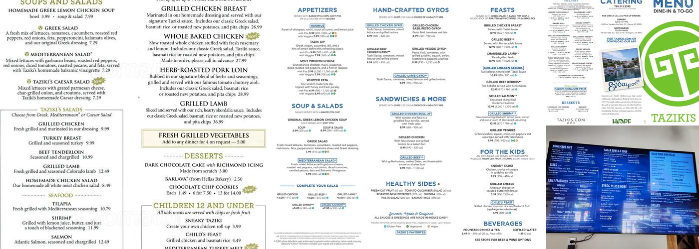 Taziki's Mediterranean Cafe - Hampden Menu