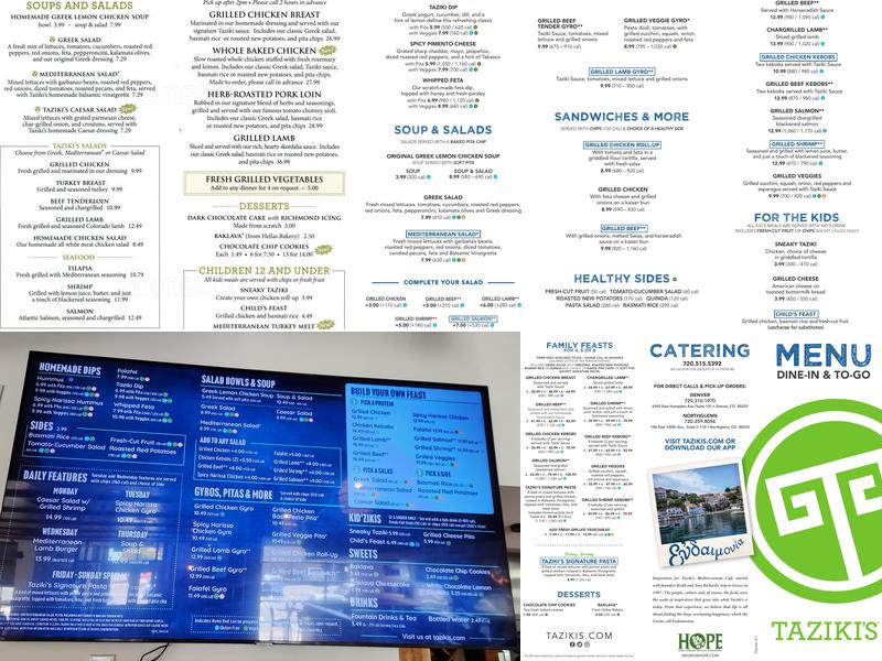 Taziki's Mediterranean Cafe - Hampden Menu