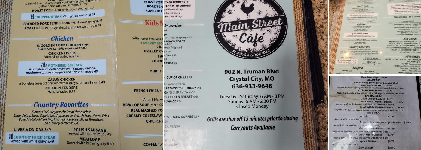 Main Street Cafe Menu