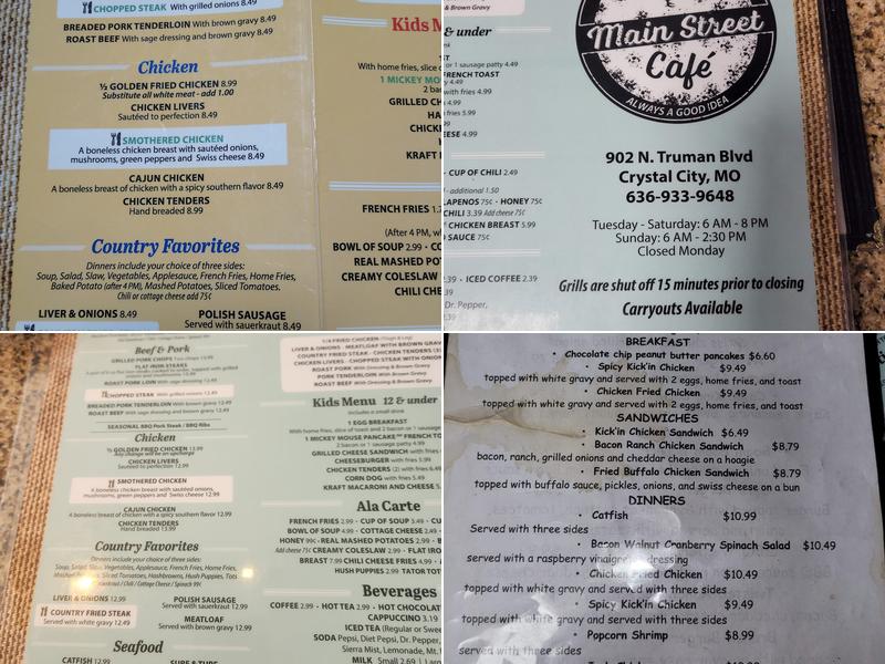 Main Street Cafe Menu