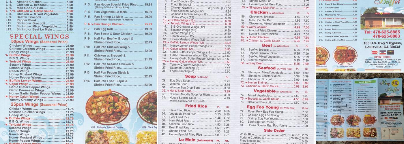 King Buffet Menu