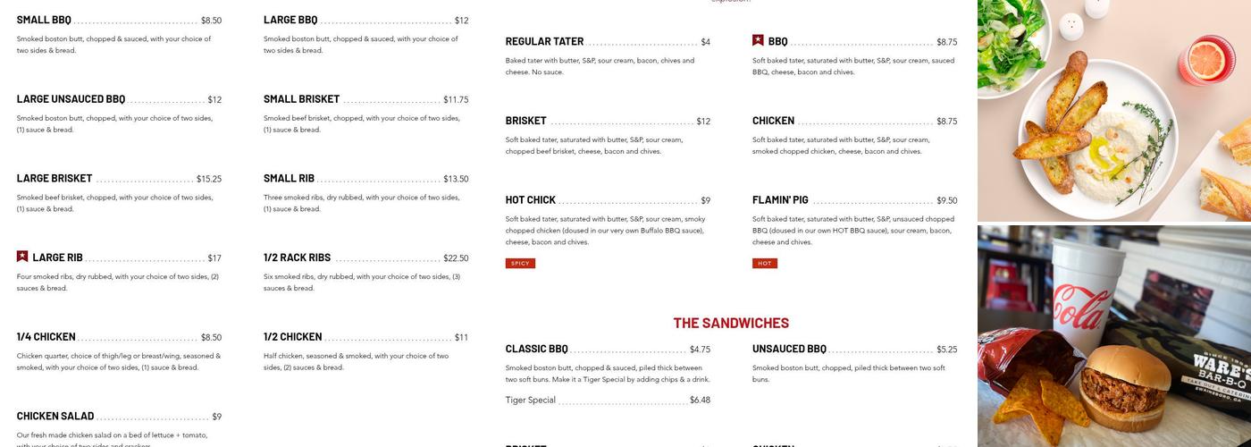 Ware's Bar-B-Q Menu