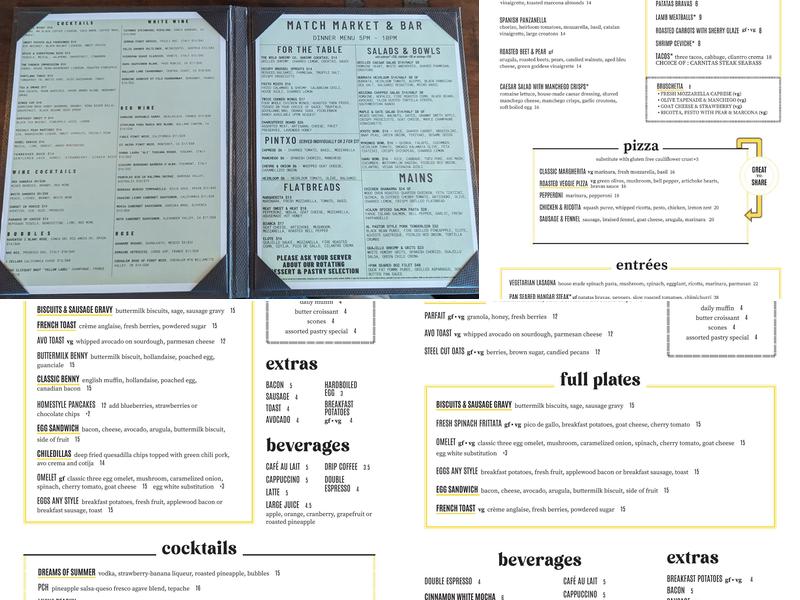MATCH Market & Bar Menu