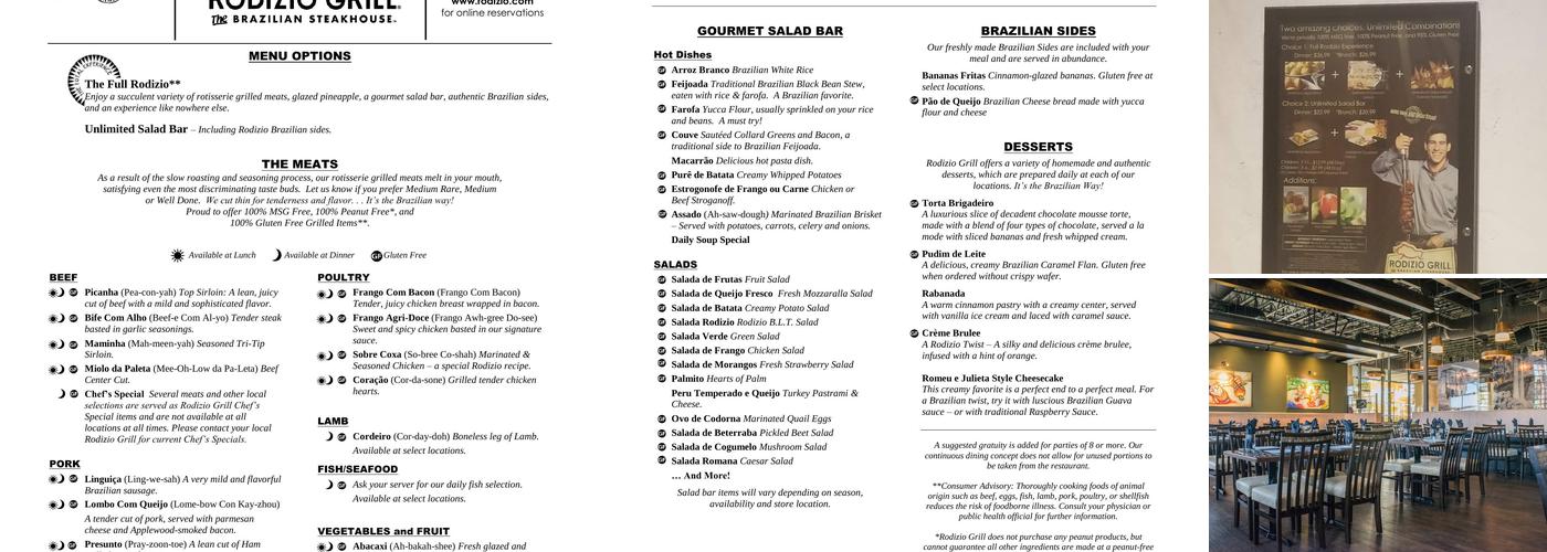 Rodizio Grill - Mesa Menu