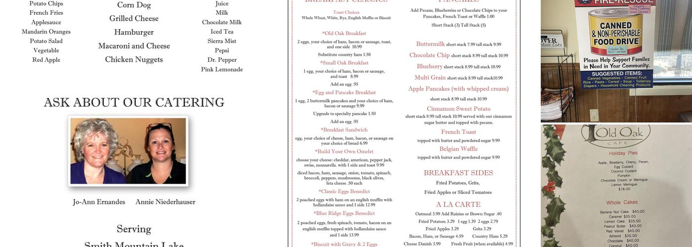 Old Oak Cafe Menu