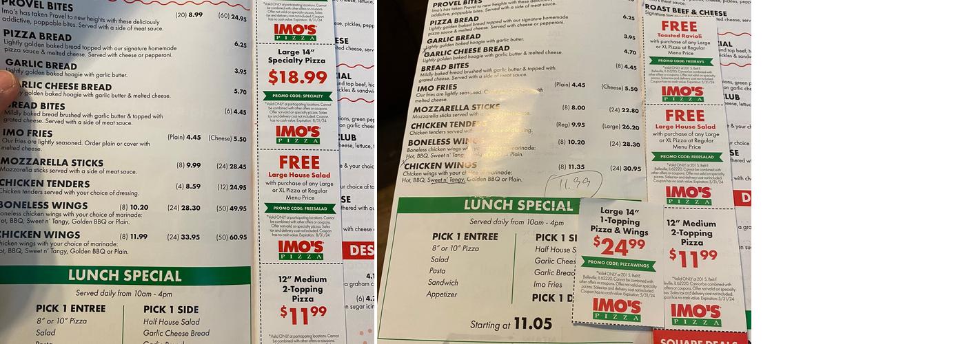 Imo's Pizza Menu