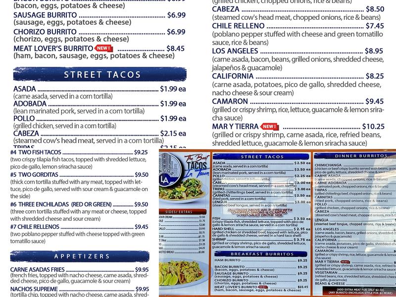 LA Tacos Menu