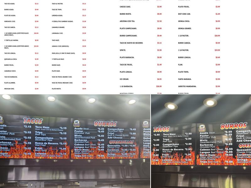 Ta Carbon Mexican Grill Menu