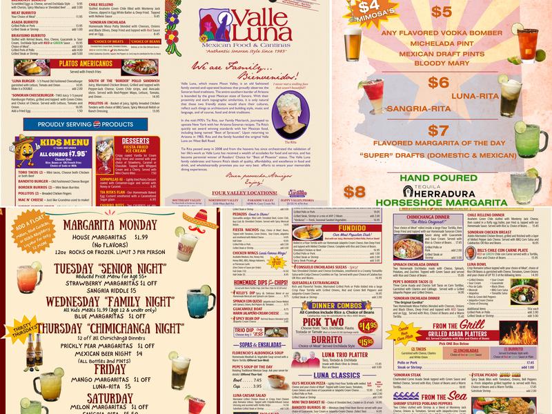 Valle Luna Menu