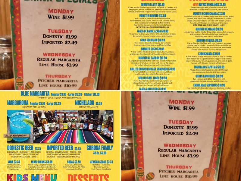 Tequila Mexican Restaurant Menu