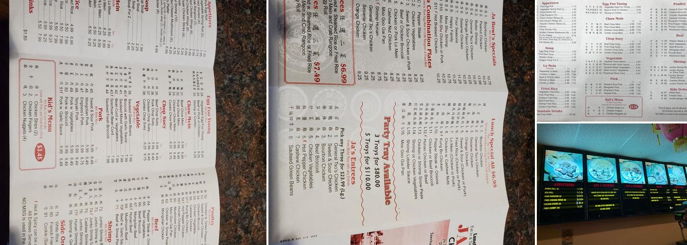 Ja Bowl Asian Express Menu