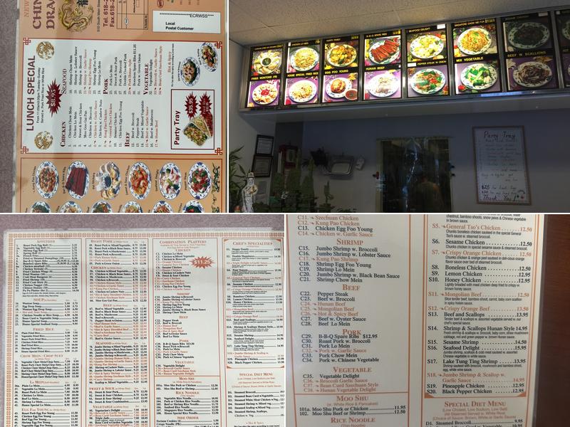 Chinese Dragon Menu