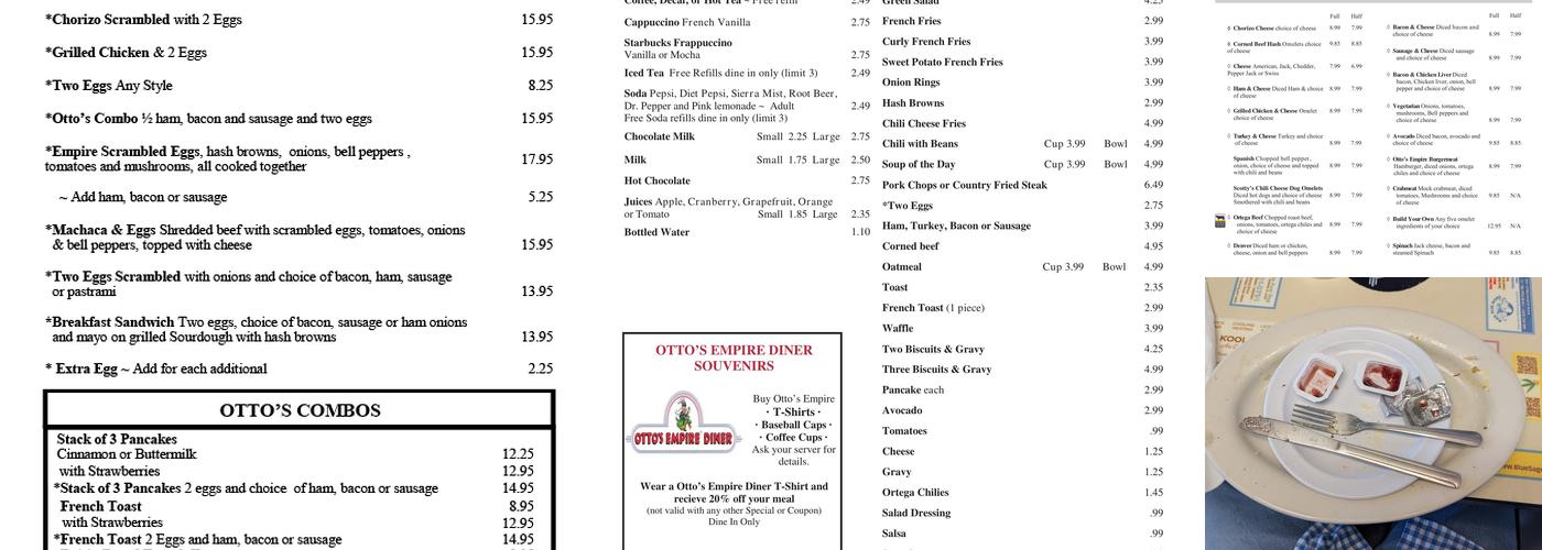 Otto's Diner Menu