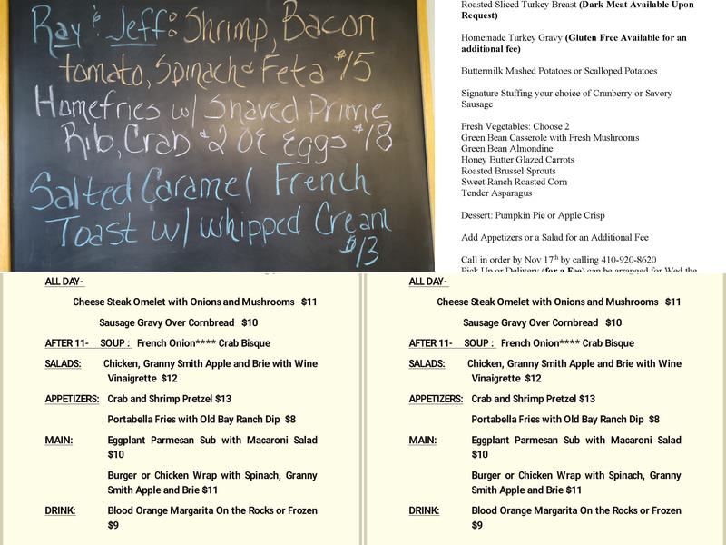 Sassafras Harbor Cafe Menu