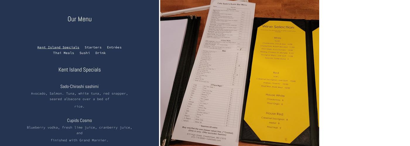 Cafe Sado Chestertown Menu